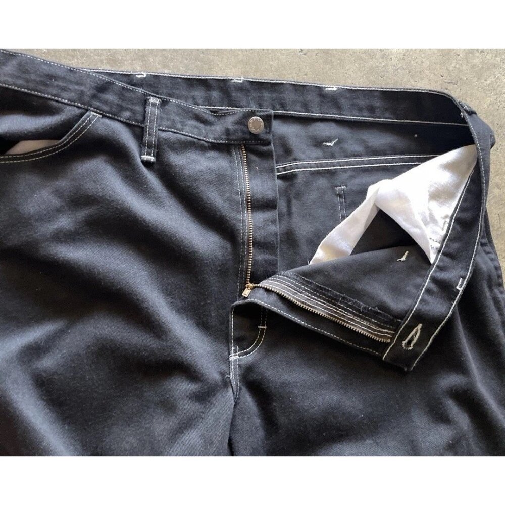 Vintage Maverick Mens Black Embroidered Jeans Mens Sz 42 Made USA Baggy Pants - Picture 14 of 16
